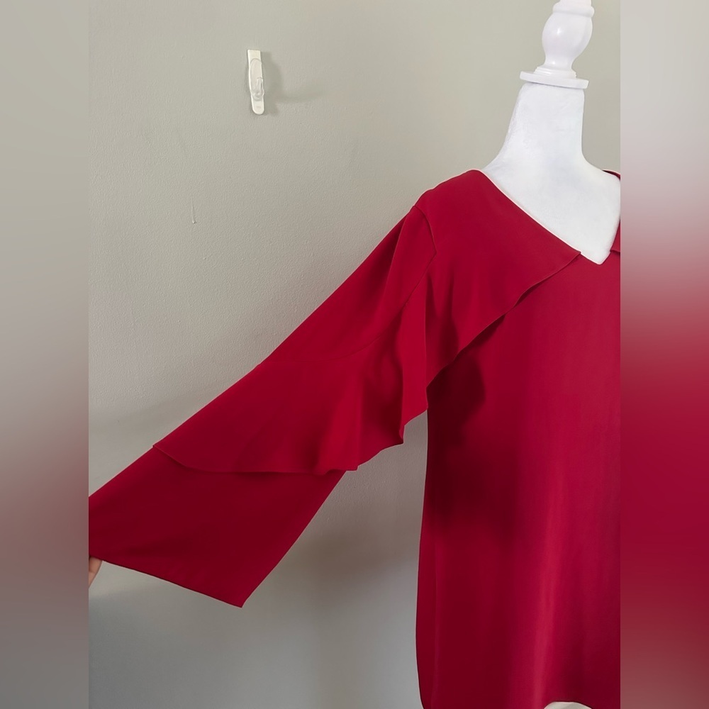 Kobi Halperin Dresses Cascade Ruffle Long Sleeve Party Cocktail Dress Red Sz M - Picture 4 of 9